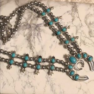 Faux Turquoise & Silver Navajo inspired Necklace